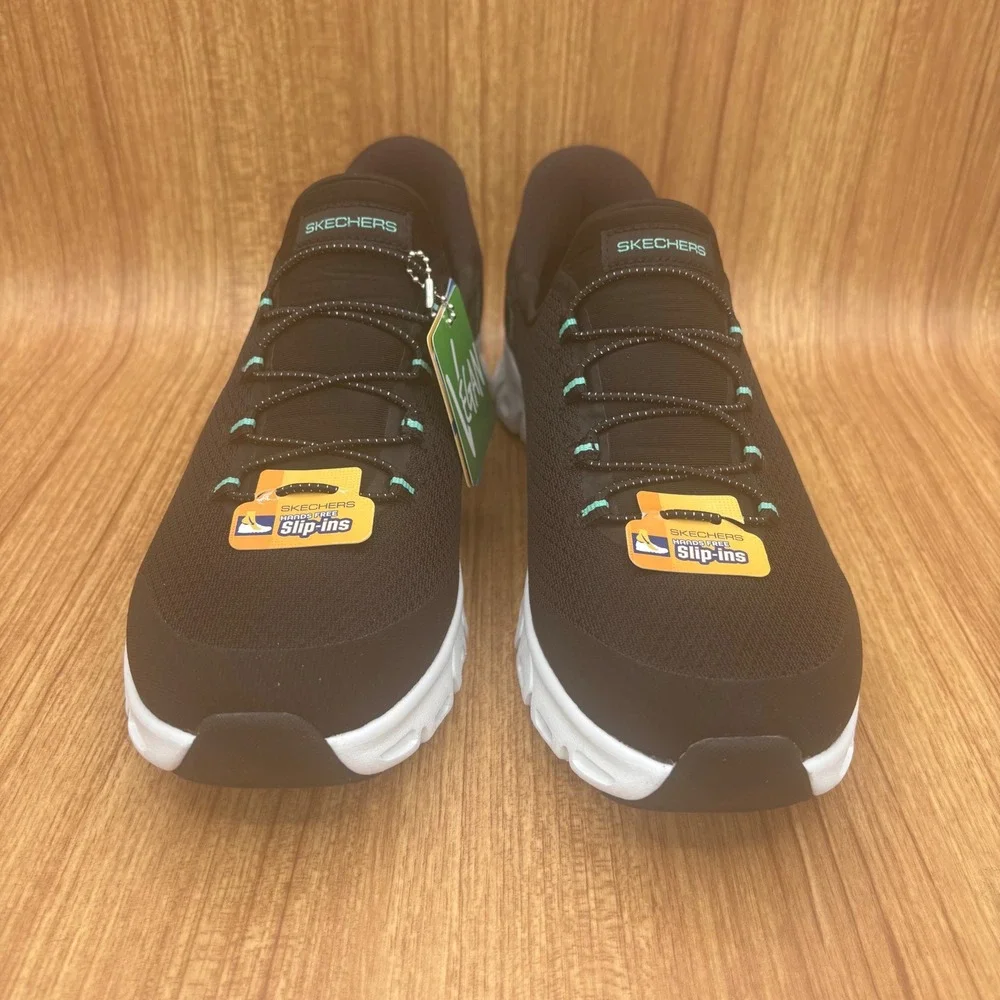 New Skechers Glide-Step Pursuit Slip-ins Womens 9.5 Black Turquoise 104547 BKTQ